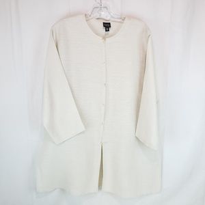 Eileen Fisher Womens Tunic Shirt Ivory Long Sleeve